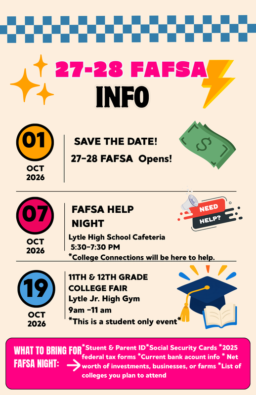 Flyer for FAFSA Help Night and College Fair - all details are in accompanying article