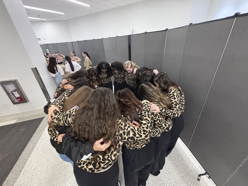 Dance team preparing for competition