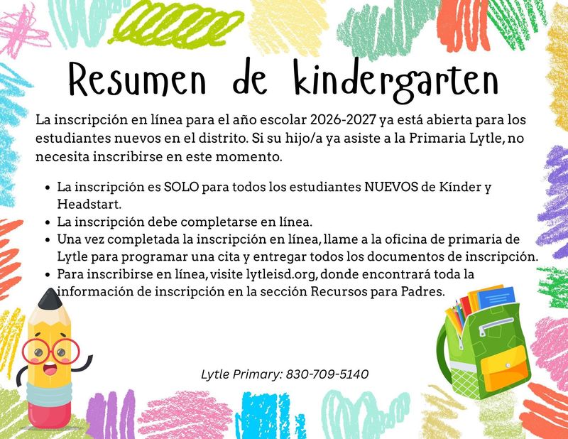 Registration flyer for new students in Spanish