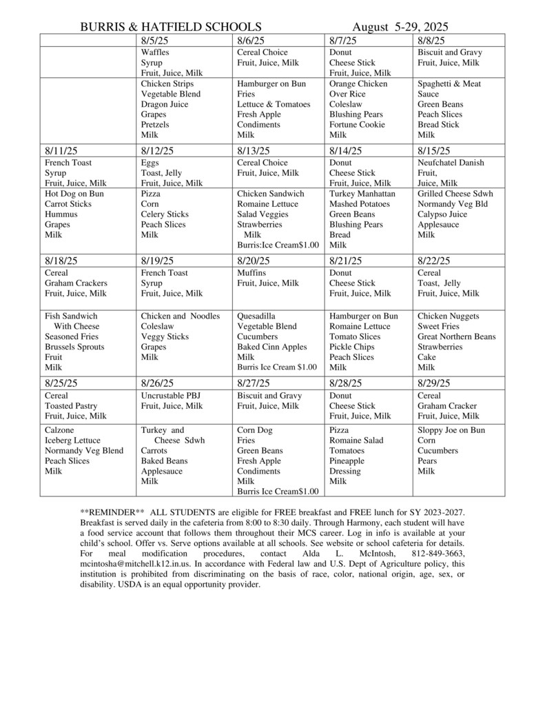 menu