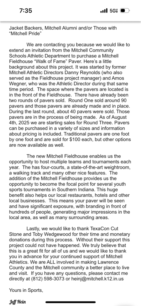 Paver letter 25