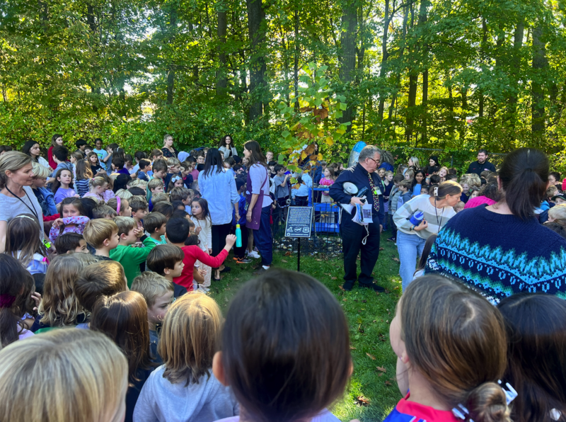 Gathering for South School’s Second Anniversary of Artemis I Moon Tree