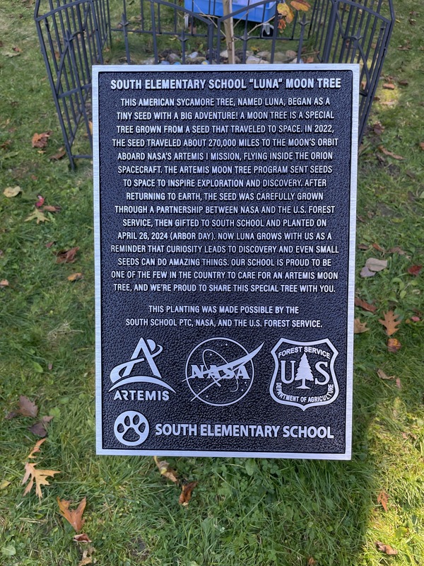 Artemis I Moon Tree Plaque