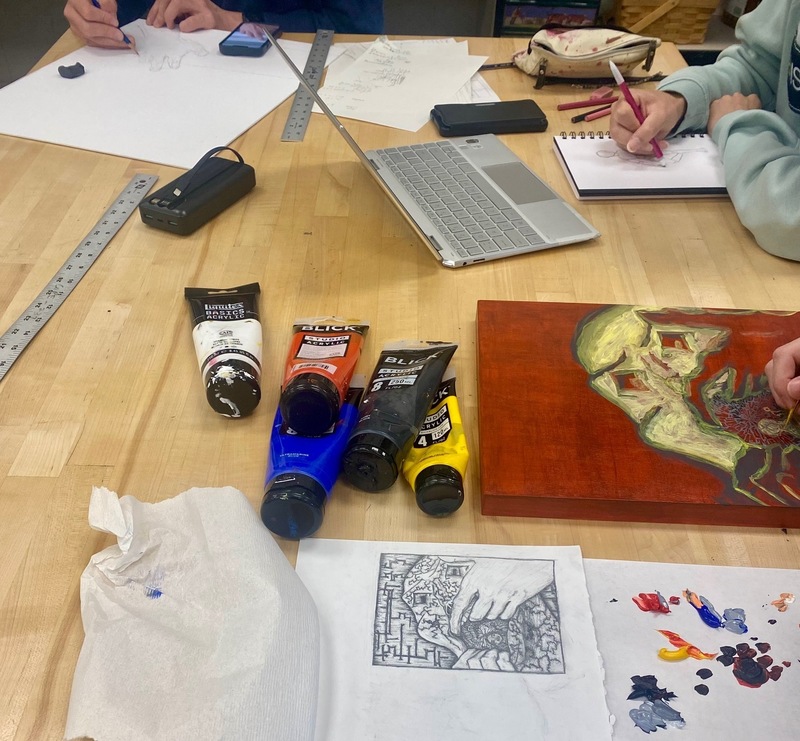 students working on ap art investigations while exploring curiosity