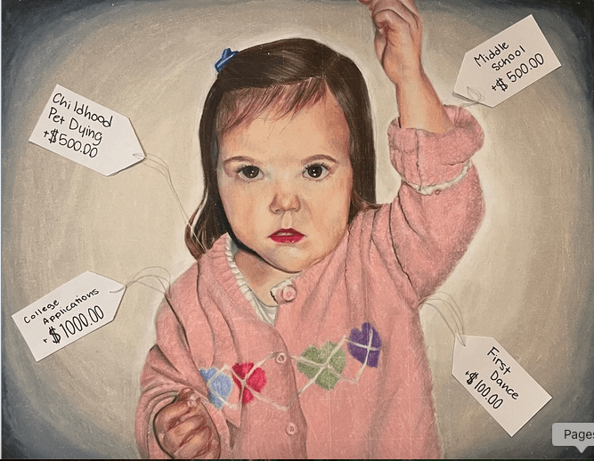 Drawing of artist as her younger self