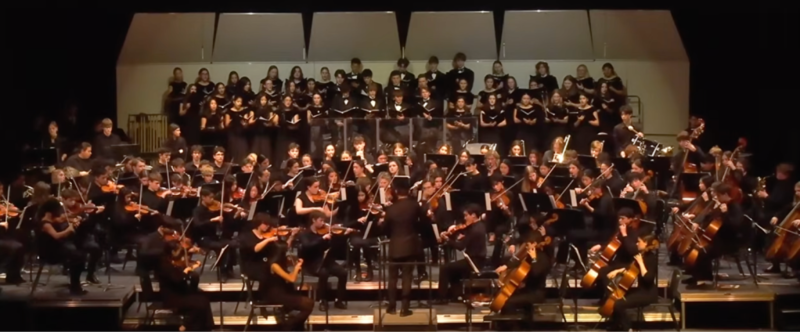 band, orchestra, choir performing