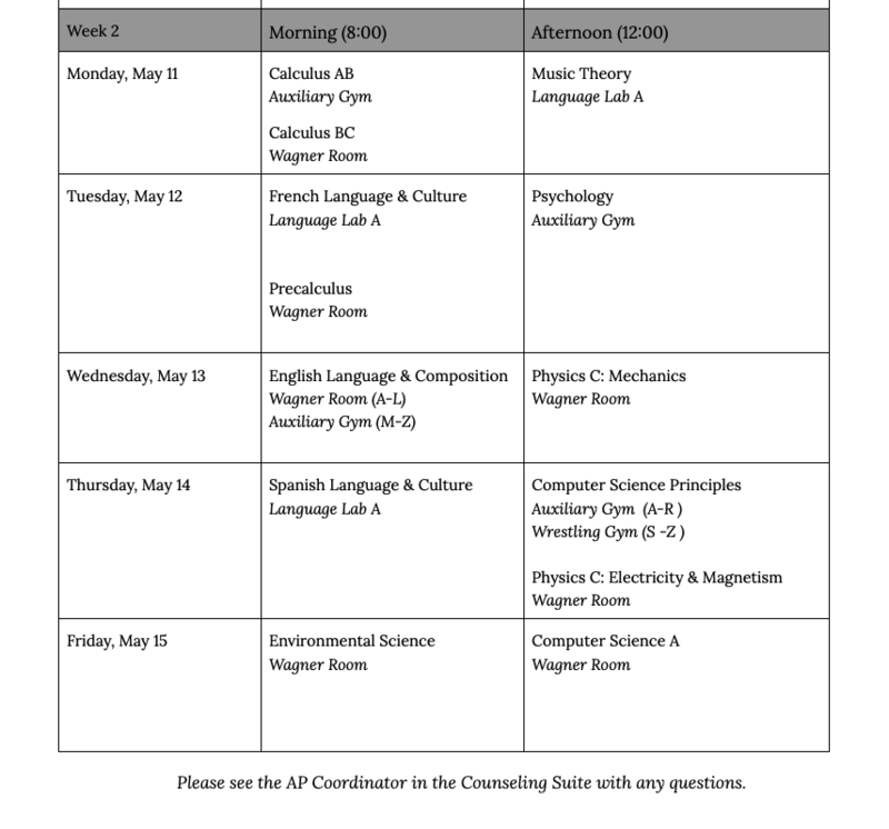 ap exam schedule for may 2026 part 2