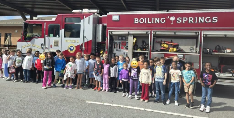 Our Shoally Creek Blue Jays With our Firefighter Friends