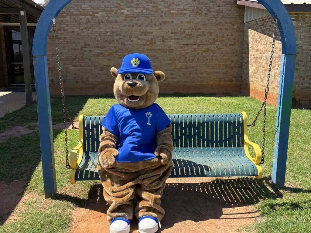 Chance spending some of his alone time on the swinging bench. 