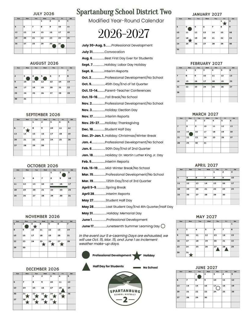 A picture of our District Calendar. A link to the document is in the body of the post.