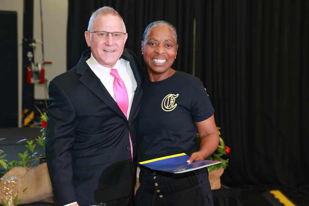 Sylvia Landrum from Chesnee High School Received a Set of Tires Courtesy of Michelin at our Welcome Back Convocation