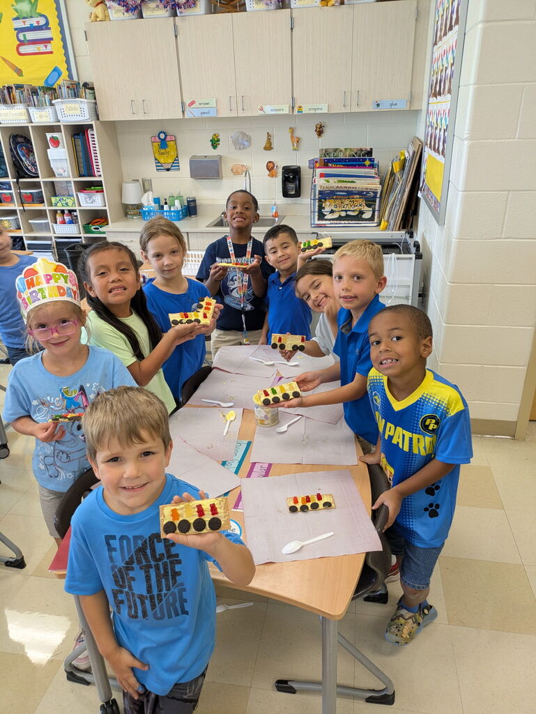 First grade making yummy school buses! 
