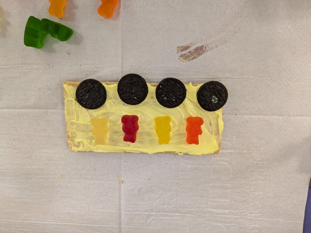 First grade making yummy school buses! 