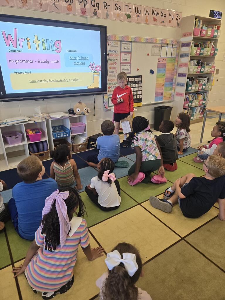 First grade shared their "Me" bag. 
