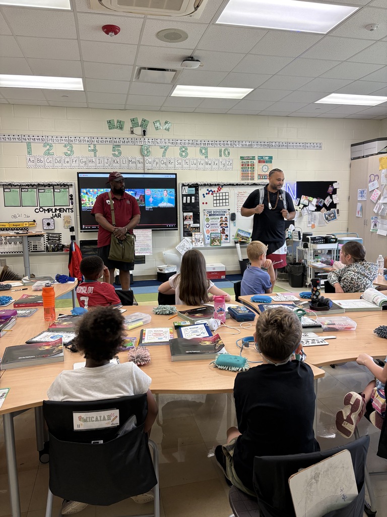 Visitors from pep rally visit classroom! 