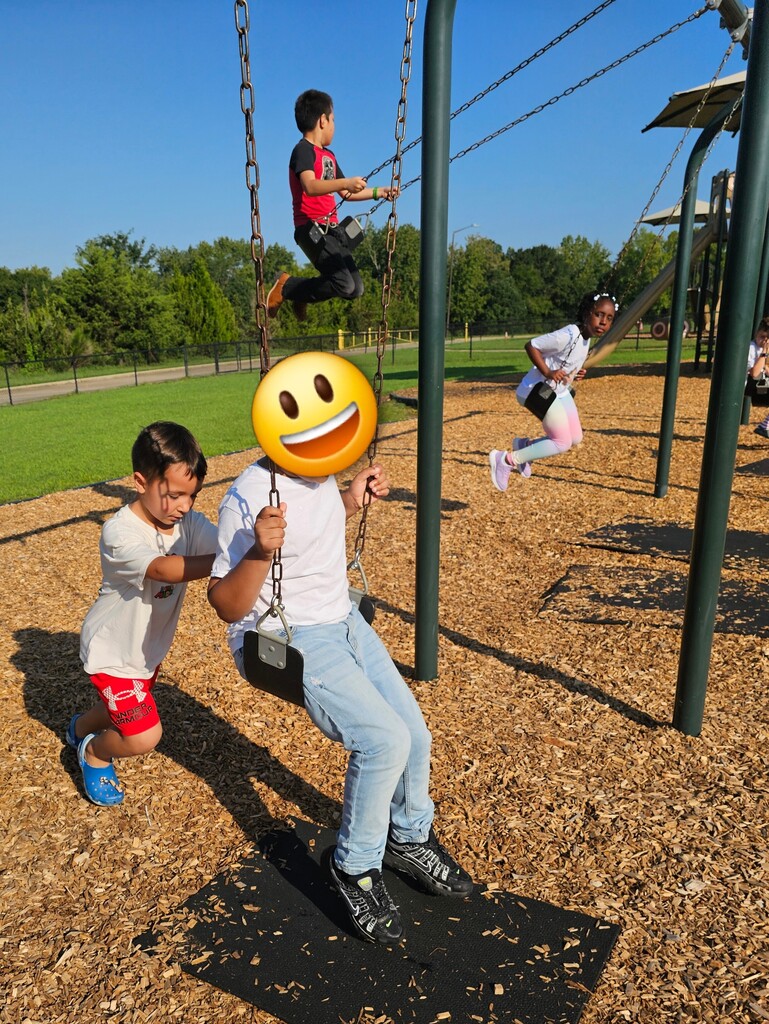 Students playing outside. 
