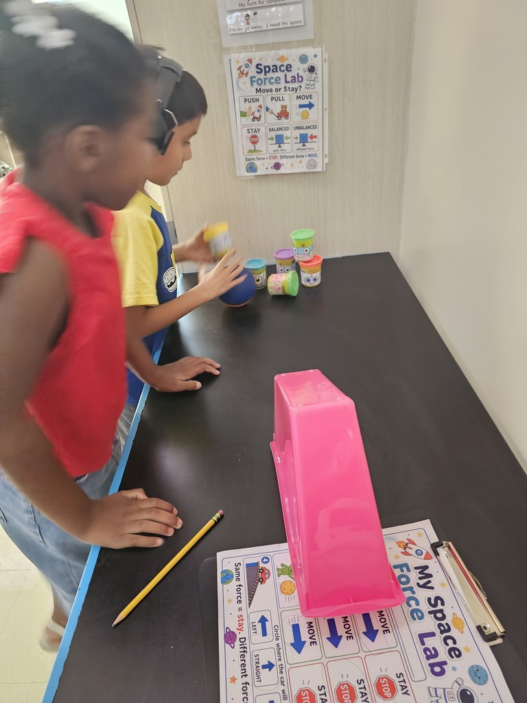 Students do space activity. 