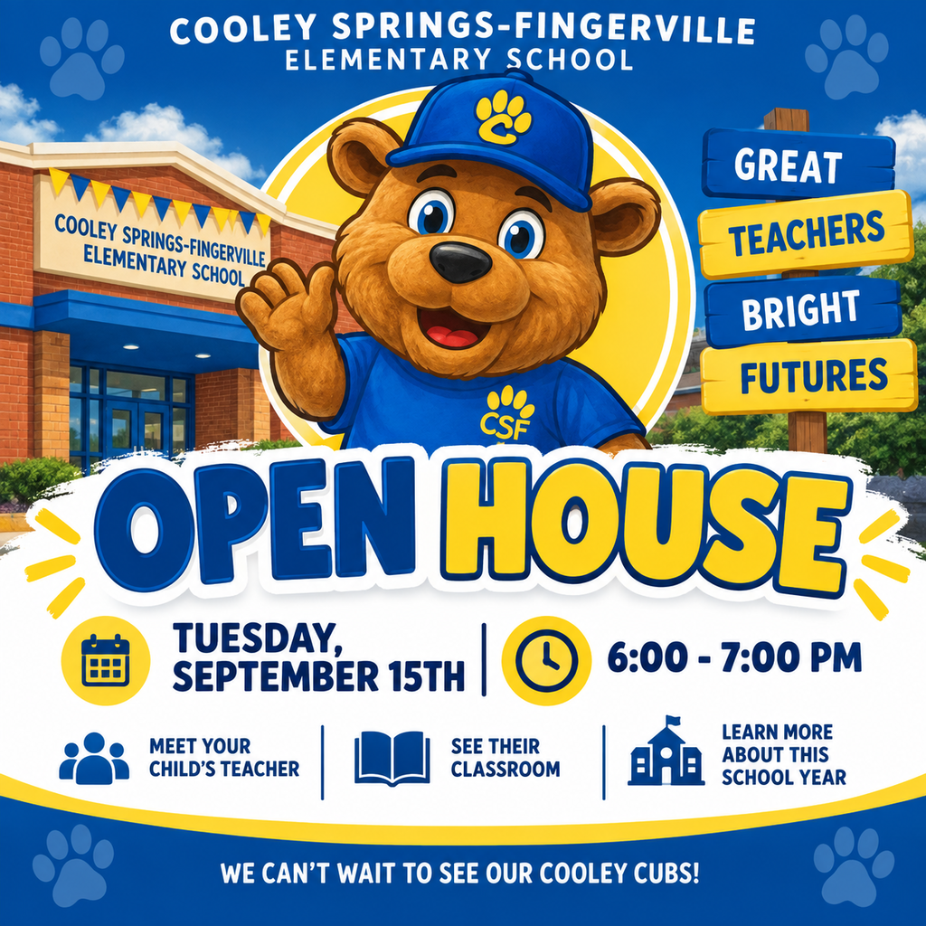 Open House is September 15th from 6-7