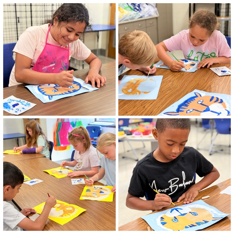 students in art class