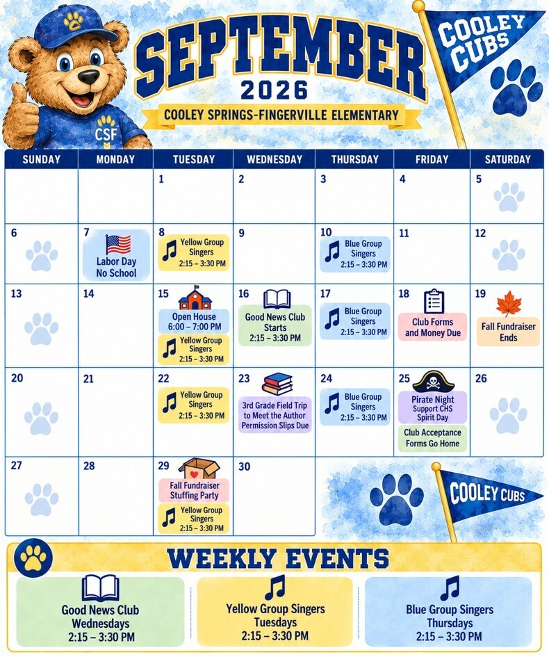 September Events Calendar