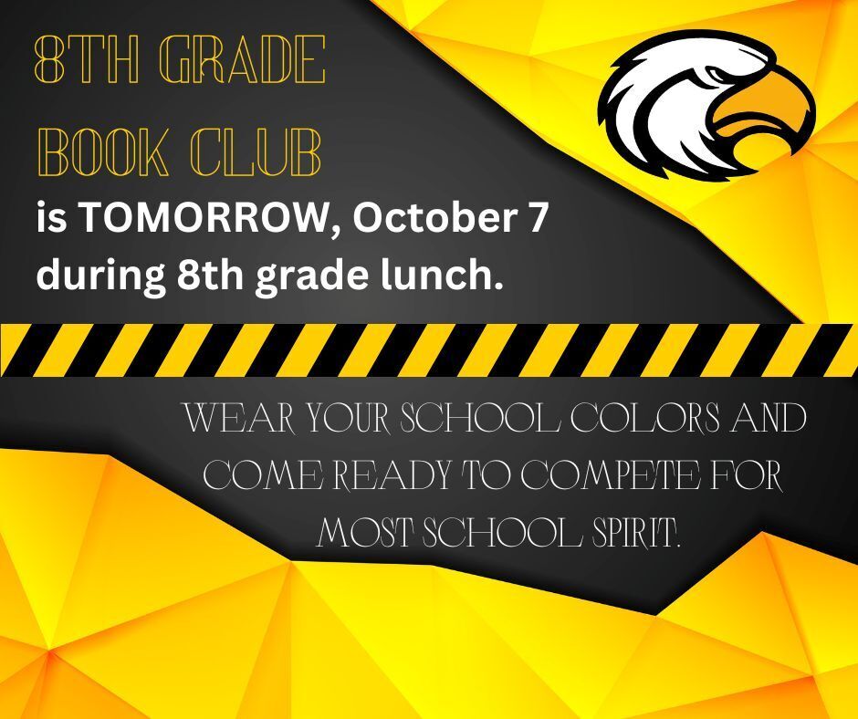 8th Grade Book Club is this Wednesday!