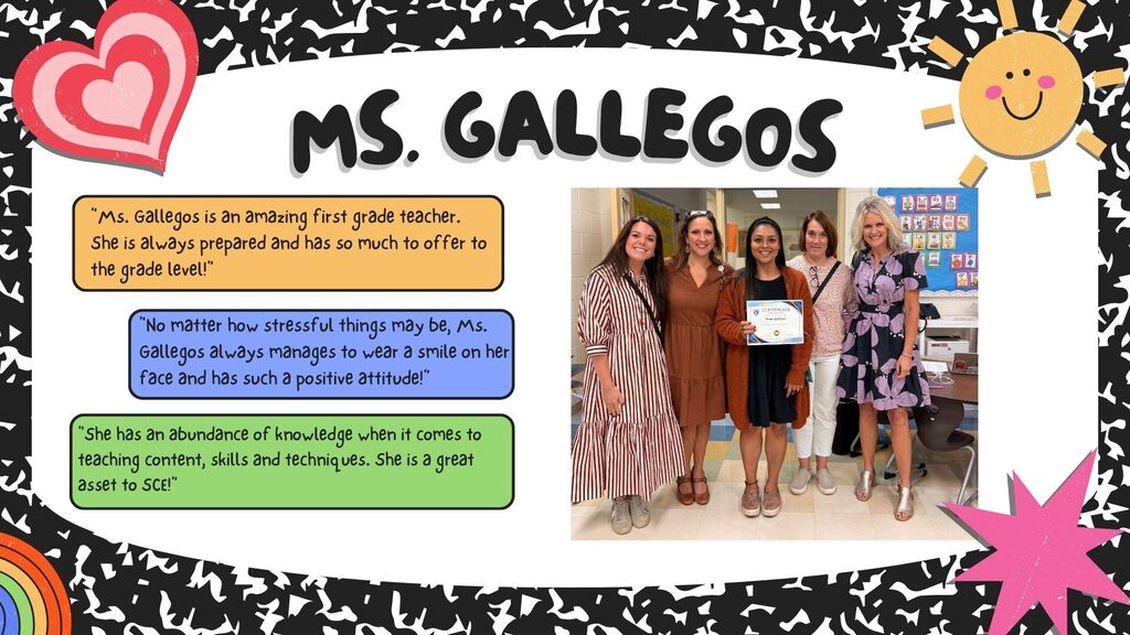 Congratulations Ms. Gallegos for being recognized as September's Certified Teacher of the Month!  