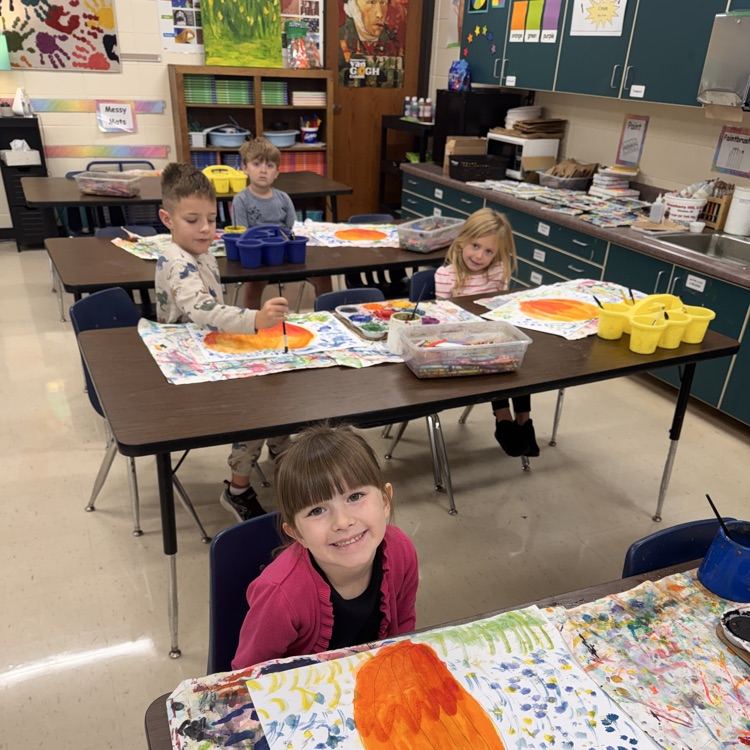 kindergarten participating in art class
