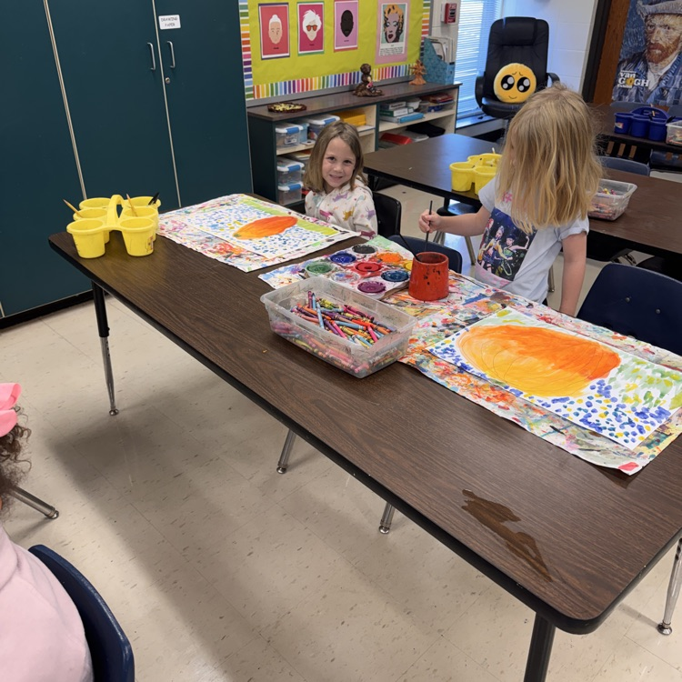 kindergarten participating in art class