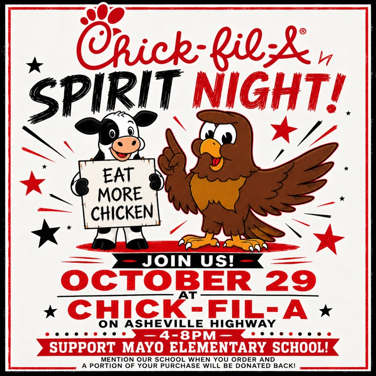 ChickFilA spirit night is October 29th