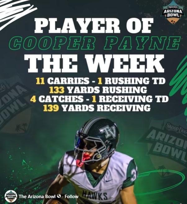 Shoutout to Cooper Payne – Snoop Dogg Arizona Bowl HS Player of the Week