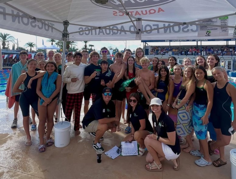 Swim team photo at a swim meet