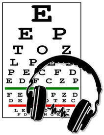 Picture of a Vision screening poster and headphones