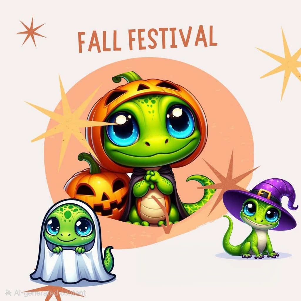 Cartoon Gecko image with the words Fall Festival