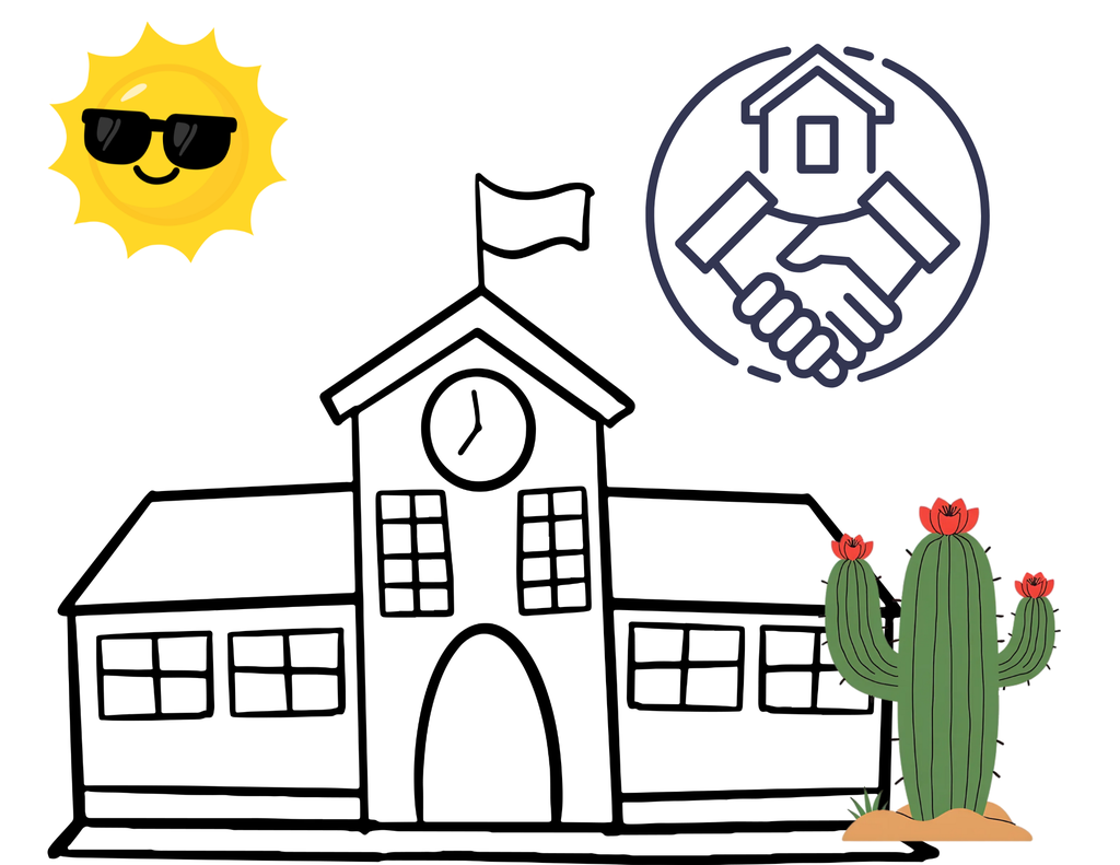 Image of school , cactus, and a sun
