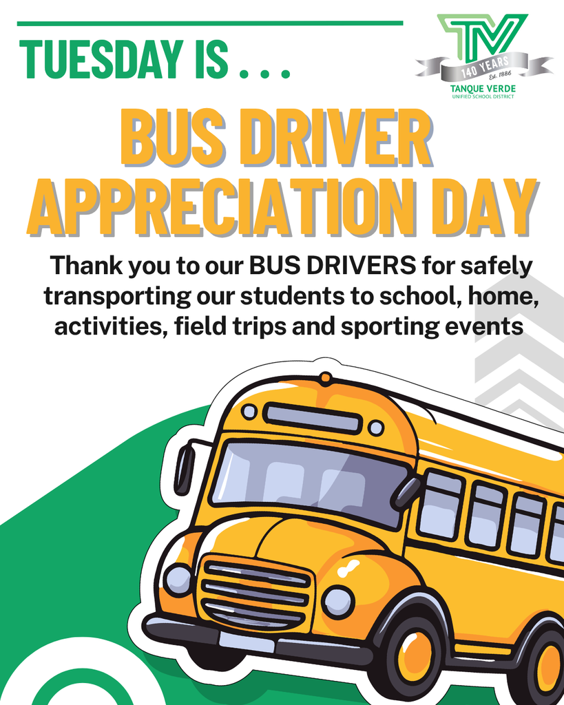 Thank you to our BUS DRIVERS for safely transporting our students to school, home, activities, field trips and sporting events 