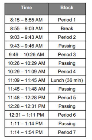 Modified Wednesday May 20 Schedule