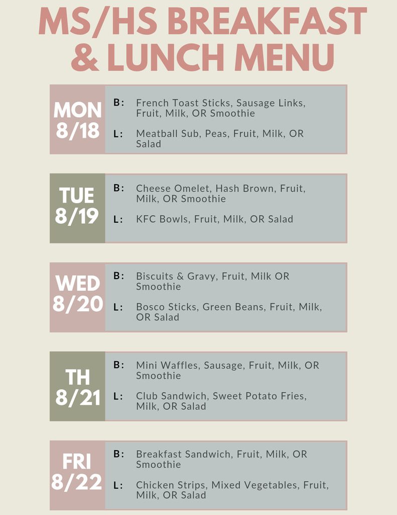 Lunch menu
