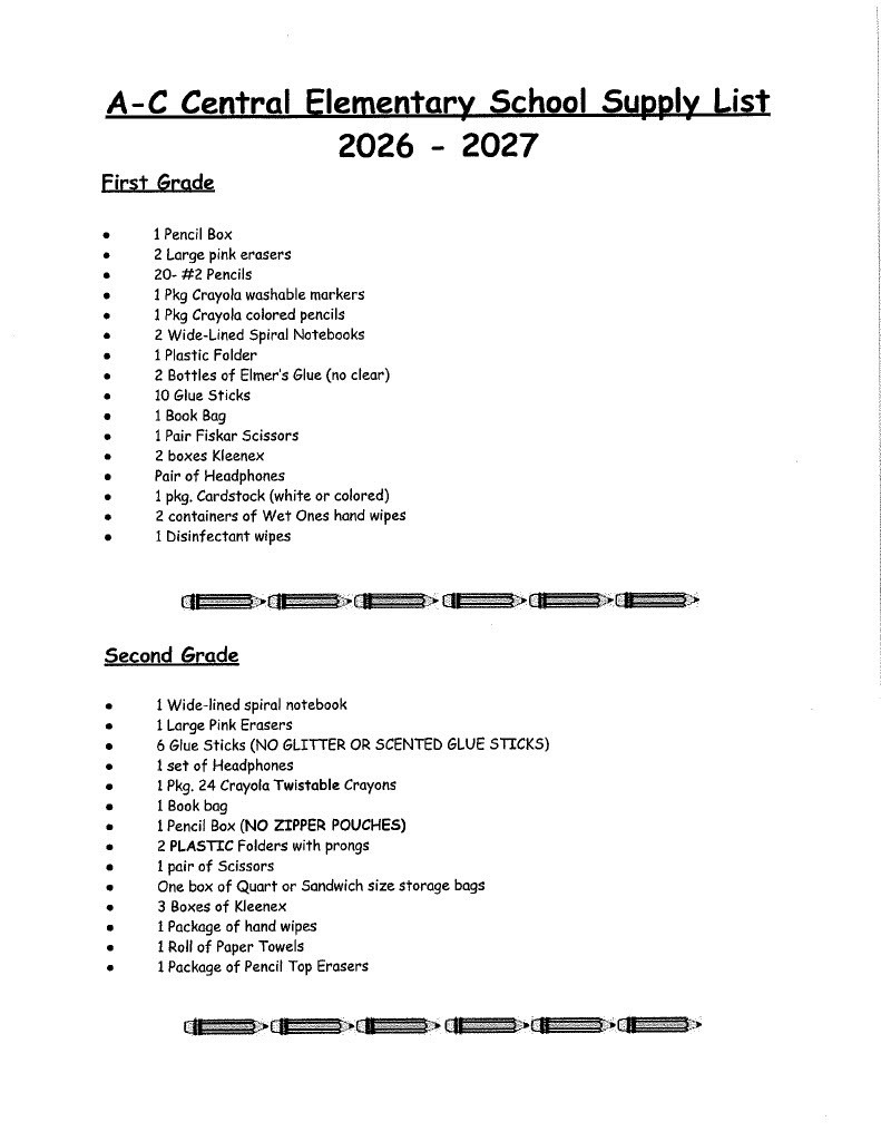 2026-2027 A-C Elementary School Supply List Pg. 3
