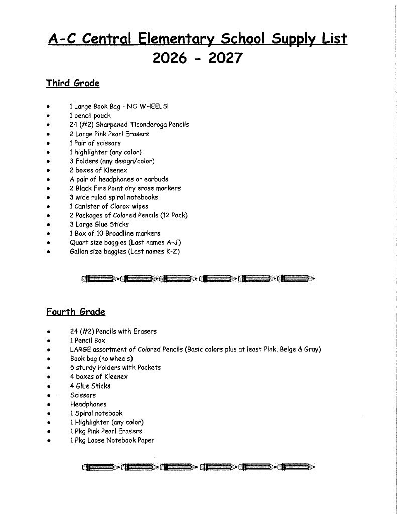 2026-2027 A-C Elementary School Supply List Pg. 4