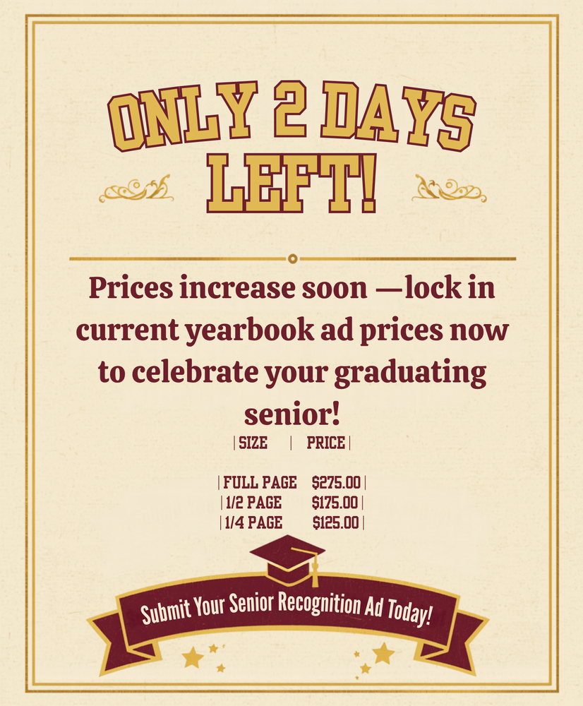 Only 2 Days Left for Current Yearbook Ad Prices!