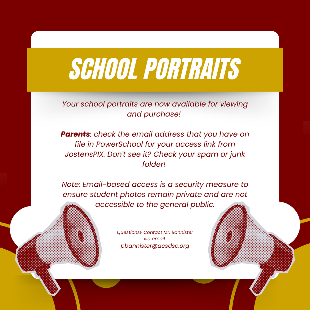 School portraits are now available for viewing and purchase