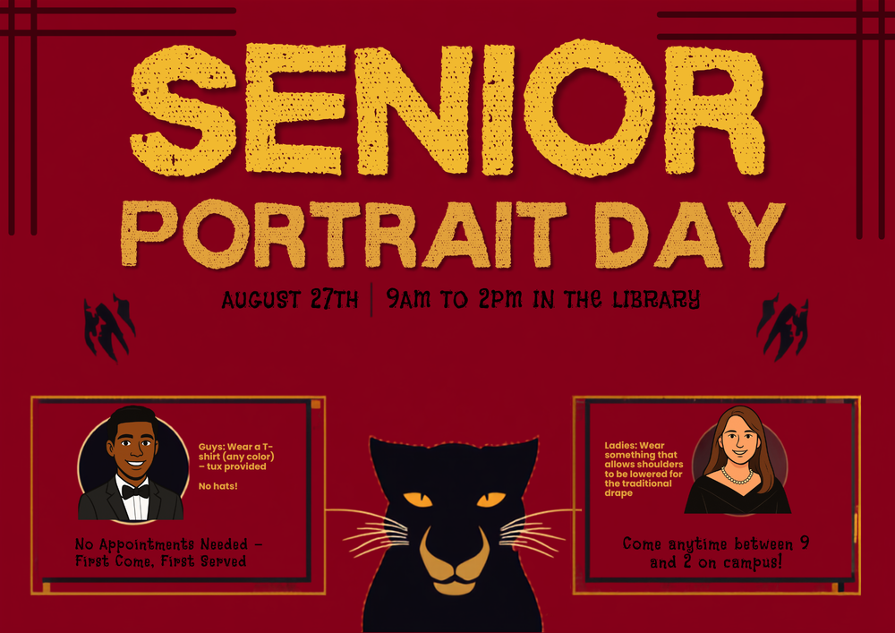 Senior Portrait Day August 27, 2026 9:00 AM to 2:00 PM in the Library