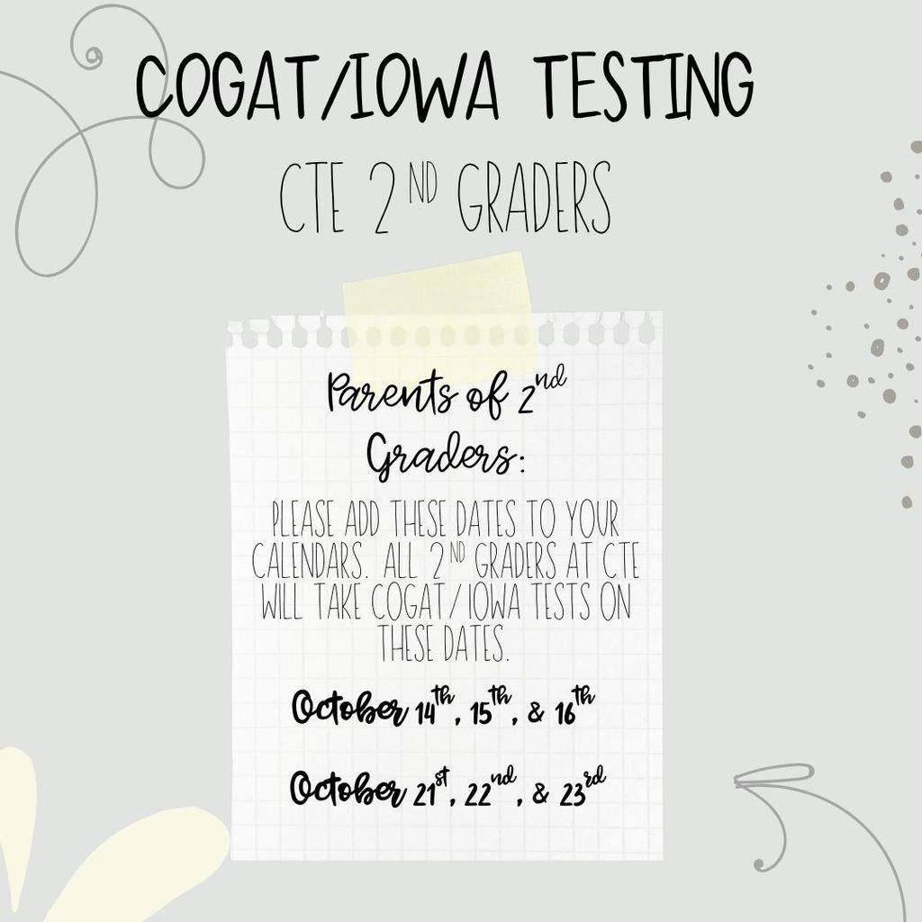 COGAT IOWA testing Dates