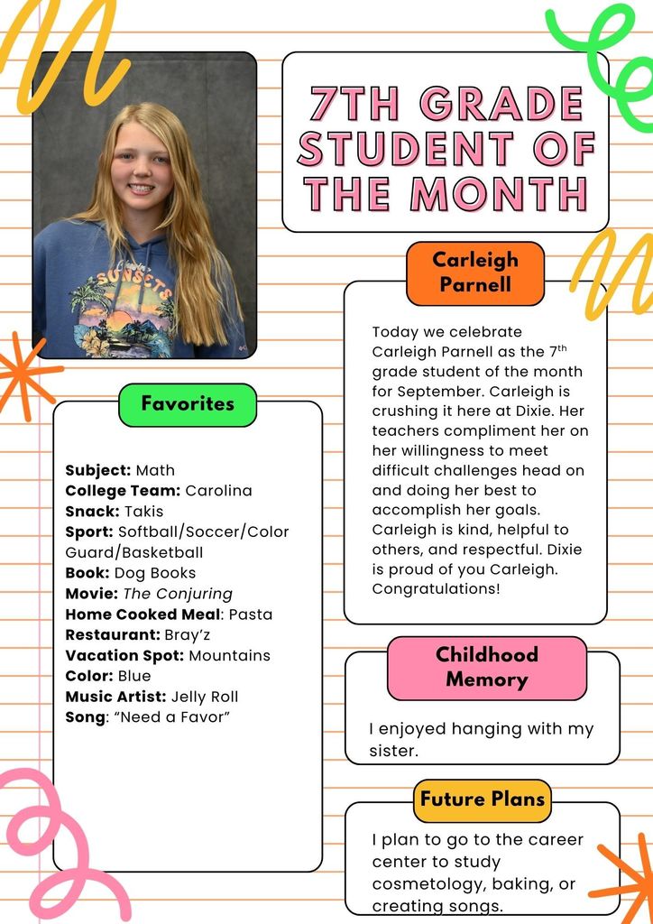 Flyer about Carleigh