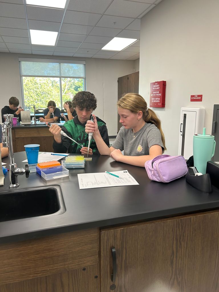 Students working in lab. 