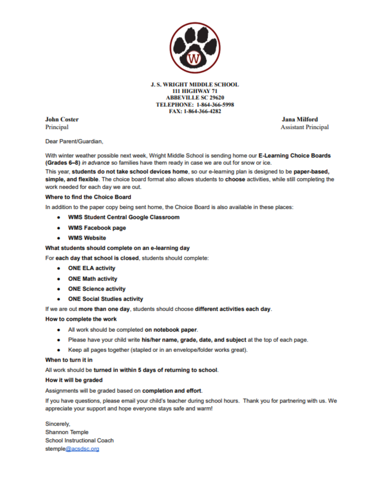 WMS E-Learning Cover Letter