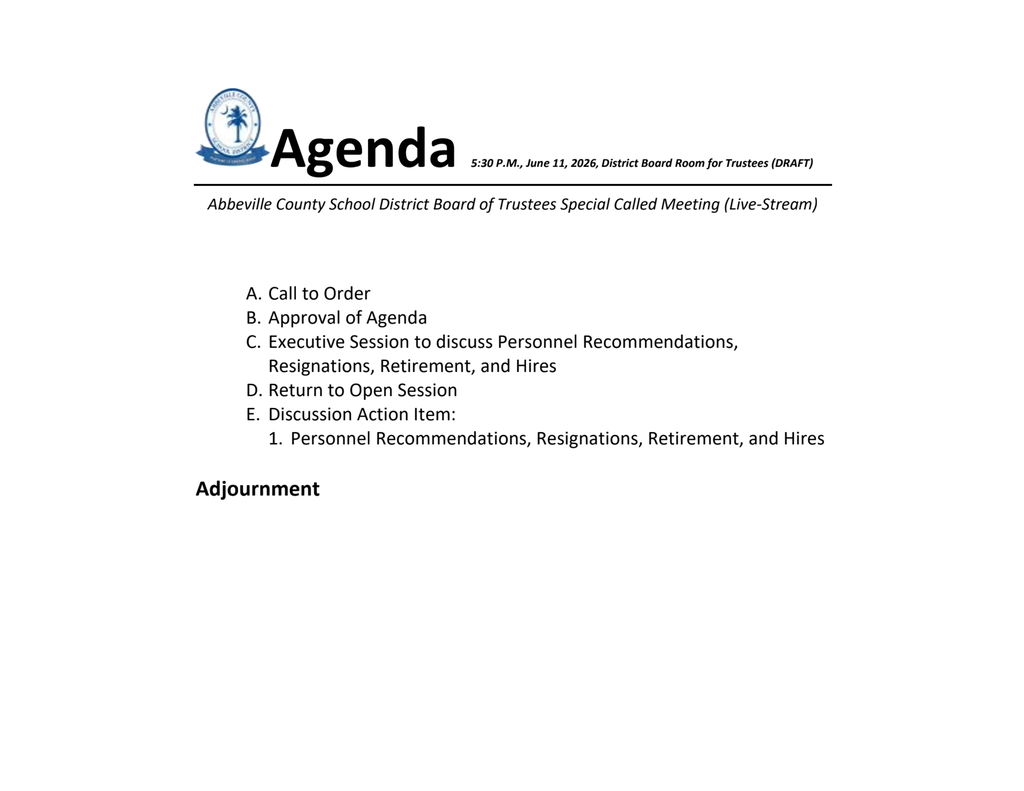june 11 agenda