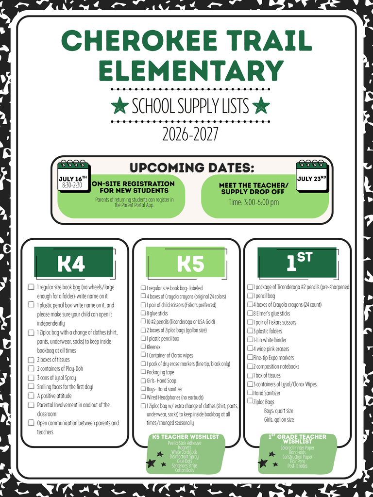 school supply lists