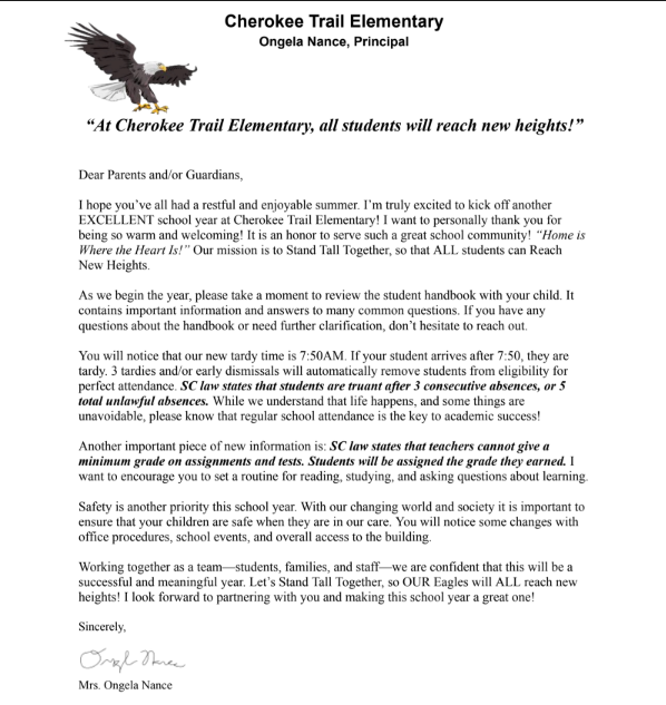 Principal Welcome Letter
