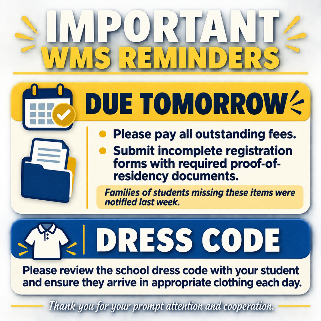 Fee and Registration Reminder